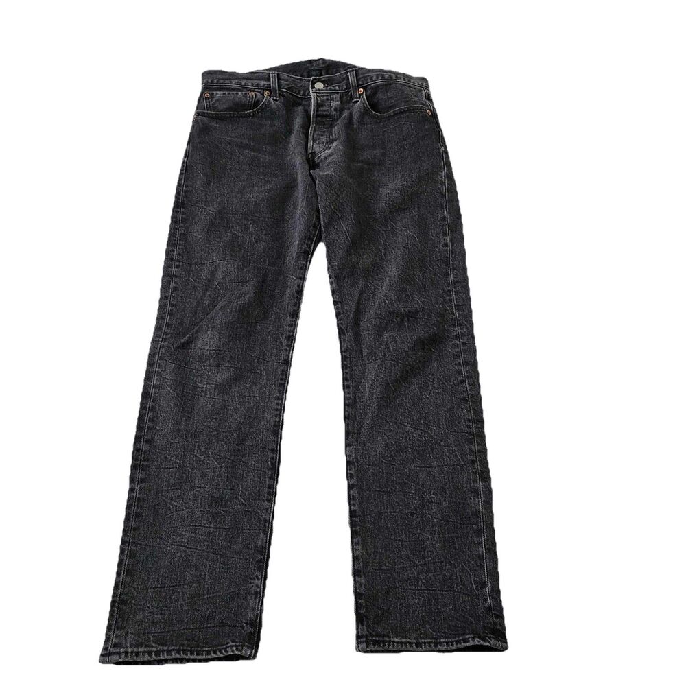 Levi's Jeans 501 ST Mens 34 x 32 Black Denim Straight Leg Shrink to Fit Big E